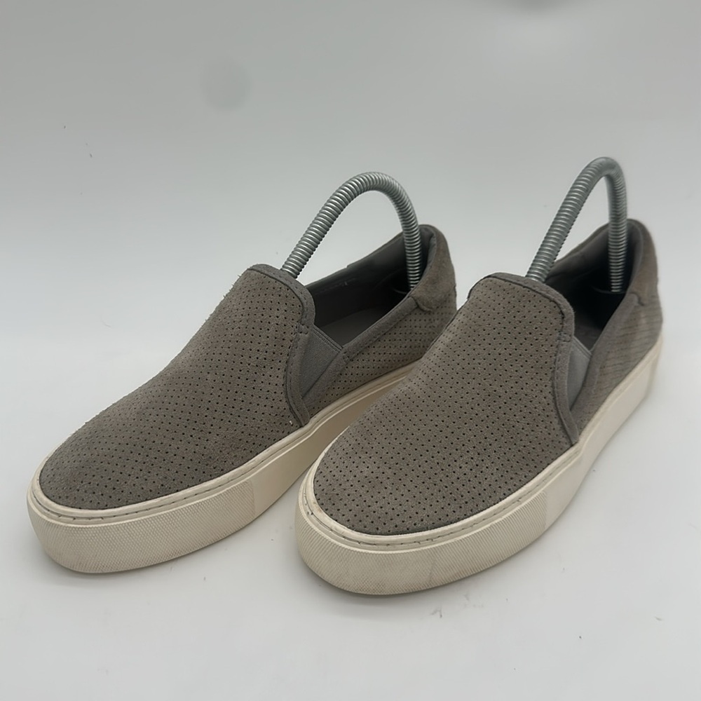 UGG Shoes Women 6.5 Abies Perforated Platform Slip On Sneaker 1108631 Gray Suede - Picture 8 of 14